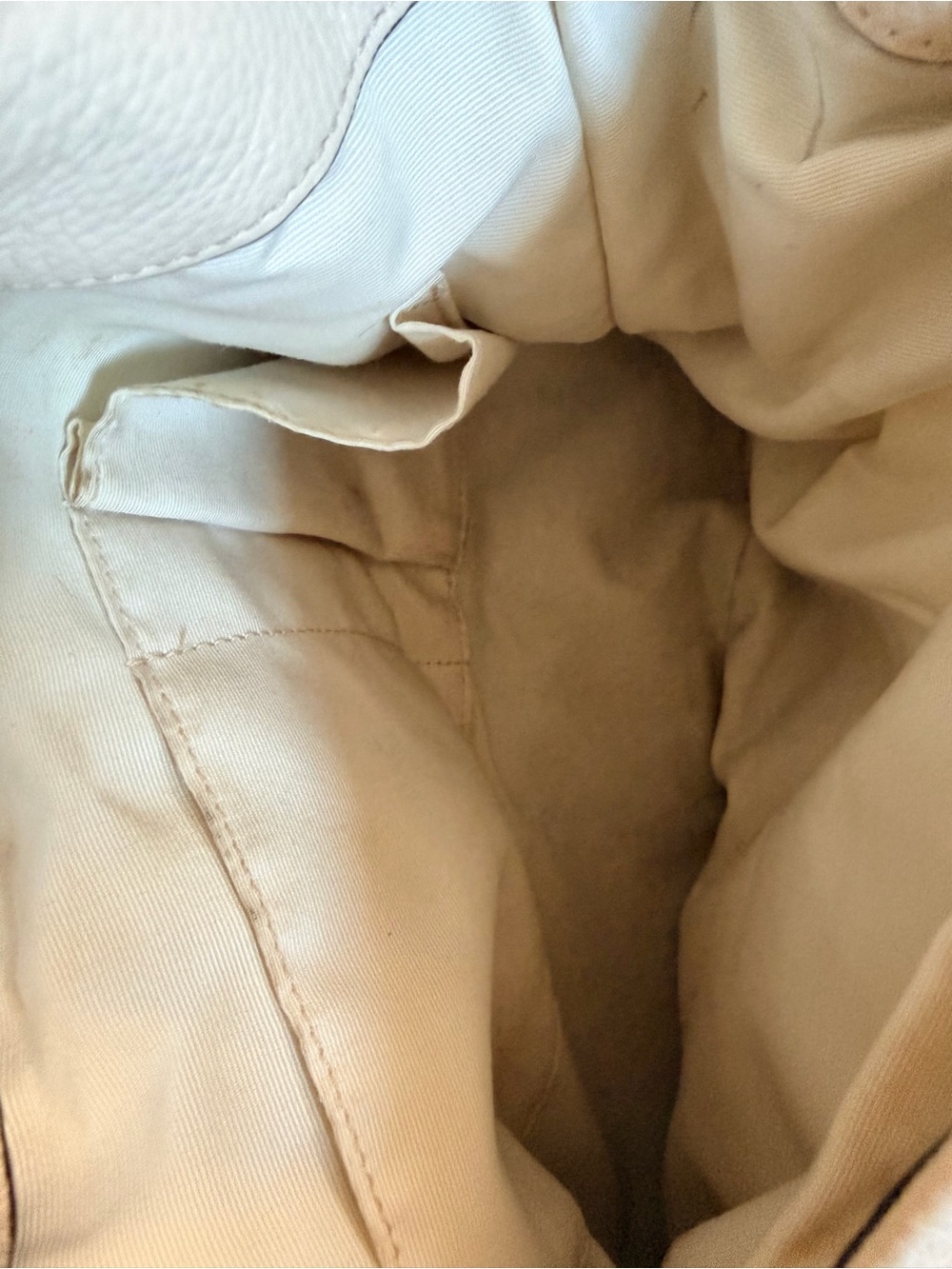Classic Cream White Leather Shoulder Hobo Bag Purse - Picture 5 of 12